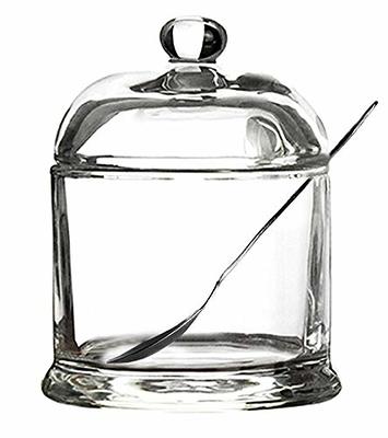 123Arts Glass Container Sugar Bowl Spice Jar Food Storage with Wooden Lid  and Spoon