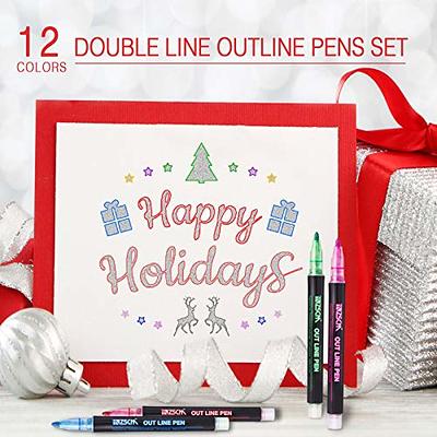 ZSCM Super Squiggles Outline Metallic Markers Pens, Double Line Paint Markers  Pens, for Christmas Greeting Cards, DIY Photo Album, Scrapbook Crafts,  Metal, Ceramic, Glass, Christmas Decor (12 Colors) - Yahoo Shopping