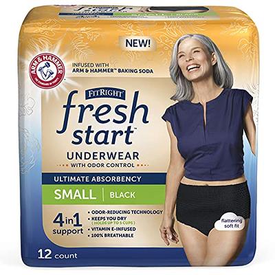 FitRight Fresh Start Urinary and Postpartum Incontinence Underwear for Women,  Small, Black, Ultimate Absorbency, with The Odor-Control Power of ARM &  Hammer Baking Soda (12 Count, Pack of 1) - Yahoo Shopping