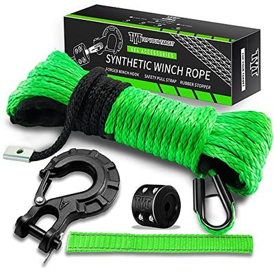 TYT Off-Road Winch Rope Kit - 3/16''x50', 8500 Lbs Green Synthetic