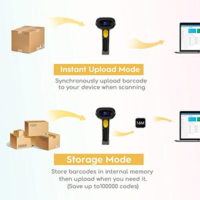 Inateck Barcode Scanner, Wireless Scanner, 2.4 GHz Adapter, 2600mAh  Battery, 60M Range, Automatic Scanning, P6