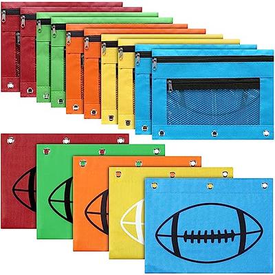 15 Pcs 3 Ring Pencil Pouch Bulk, 5 Colors American Football