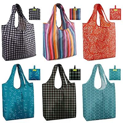 5 Pack Reusable Grocery Bags, KINGMAS Eco-Friendly Folding Shopping Bag  fits in Pocket, Washable Waterproof Nylon Holds Heavy Groceries (5 Pack 2#)  : : Home