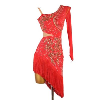 Latin Dance Performance Dresses Ballroom Dance Costumes Asymmetric