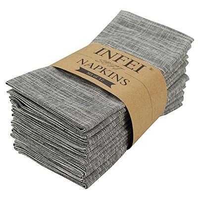 INFEI Vintage Grain Cotton Linen Blended Cotton Dinner Cloth Napkins - Set  of 12 (17 x 17 inches) - for Events & Home Use (Black) - Yahoo Shopping