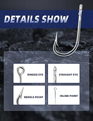 BLUEWING Needle Point Trolling Hooks 10pcs Stainless Steel Fishing