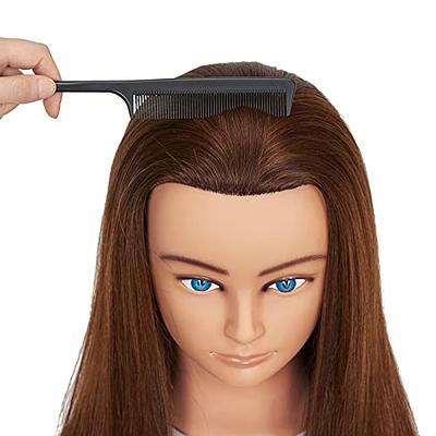 Mannequin Head with Human Hair - 20-22 Cosmetology Mannequin Head with  100% Real Human Hair for Braiding Practice Cutting - Manikin Head with  Human