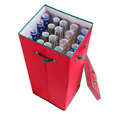 MDesign Tall Gift-Wrapping Paper Storage Box with Handles +