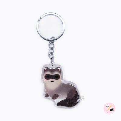 Cartoon Resin Sprout Meow Squint-eyed Cat Key Chain Cute Proud