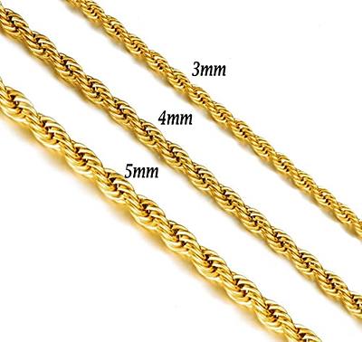 LIFETIME JEWELRY 7mm Rope Chain Necklace 24k Real Gold Plated for