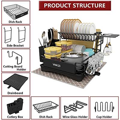 2 Tier Dish Drying Rack for Kitchen Counter, Extra Large Black