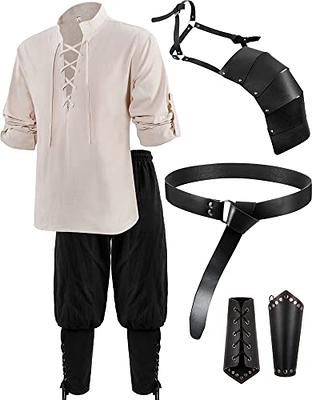 3 Pcs Pirate Costume Women Medieval Victorian Pirate Outfit Renaissance Blouse Tops Corset Waist Belt Wristband for Cosplay