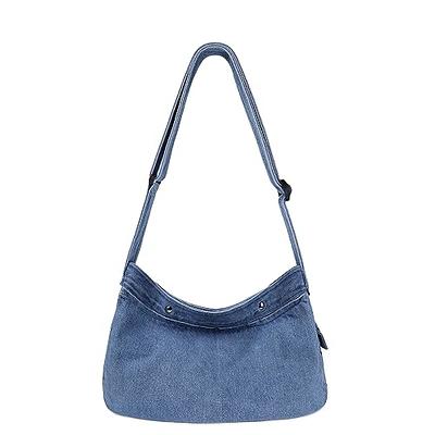 Denim Shoulder Bag for Women Hobo Tote Bag, Canvas Messenger Bag Large  Crossbody Handbag, Jean Bag for Travel Work School