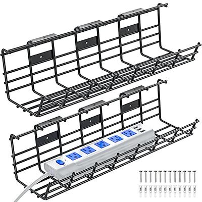 Under Desk Cable Management Silver Black Metal Tray Wire Cord