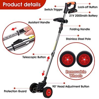 Electric Weed Wacker, Weed Eater Battery Powered, 21V 2Ah 3-in-1