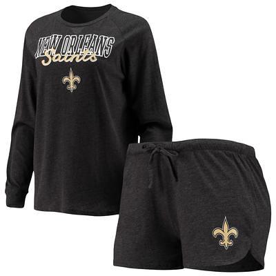 Women's Concepts Sport Black New Orleans Saints Gather Long Sleeve Hoodie Nightshirt Size: Medium