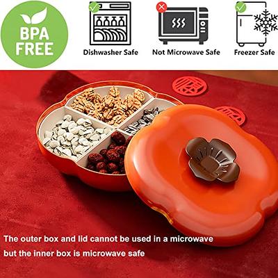Plastic Snack Serving Tray with Airtight Lid and Removable Dividers  Portable Party Food Container Appetizer Fruit Candy Platters