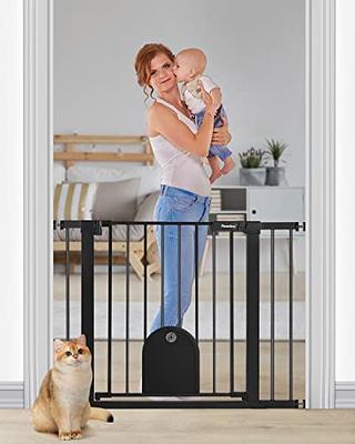 COMOMY 29.5-43.3 Baby Gate Extra Wide for Stairs Doorways, Auto Close Dog  Gates for The House, Pet Gates with Walk Through Door, Durable Metal