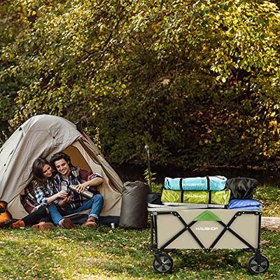 HAUSHOF Heavy Duty Collapsible Wagon, Folding Outdoor Utility Wagon,  Camping Garden Beach Cart with Universal Quick Release Wheels, Adjustable  Handle, 2 Cup Holders, 176 lbs Load Capacity, Green - Yahoo Shopping