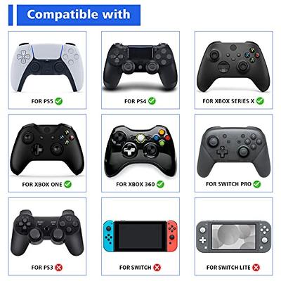 PlayVital Black Ergonomic Stick Caps Thumb Grips for PS5, for PS4