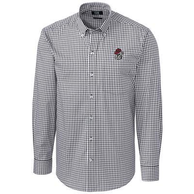 Men's Cutter & Buck Navy Detroit Tigers Big & Tall Stretch Gingham Long  Sleeve Button-Down Shirt 