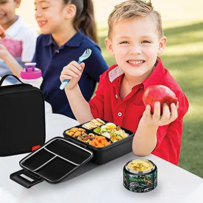 JXXM Bento Lunch Box for Kids With 8oz Soup thermo,Leak-proof Lunch  Containers with 5 Compartment,thermo Food Jar and Lunch Bag, Food Containers  for School (A-Black(Dinosaur Fossil)) - Yahoo Shopping