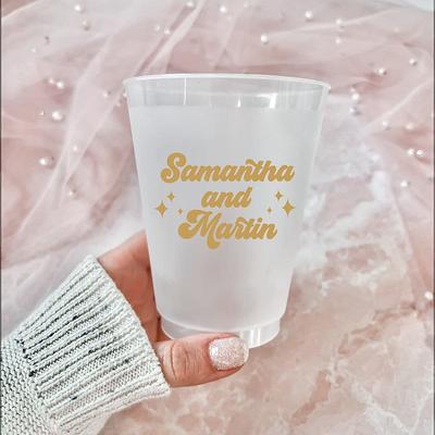 Classy Last Name Wedding Cups, Custom Shatterproof Plastic Cup