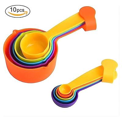 10PCS Plastic Stackable Measuring Cups & Spoons Set, 5 Measuring