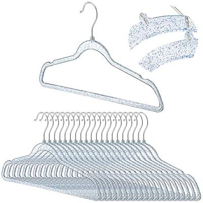 20pcs White Velvet Clothes Hangers With Non-slip Felt, Heavy Duty
