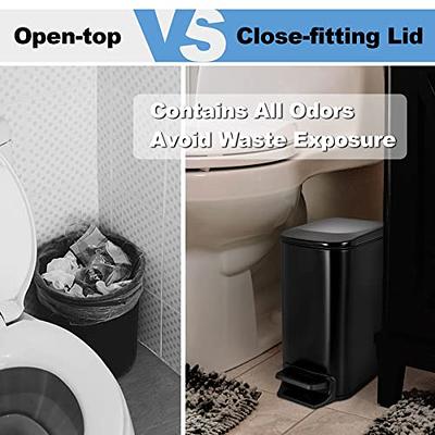 Small Bathroom Trash Can with Lid Soft Close in Matt Black