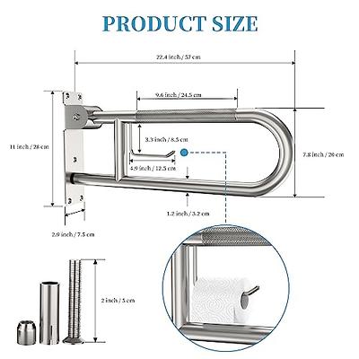 AquaChase Grab Bar with Integrated Toilet Paper Holder for 2 Mega