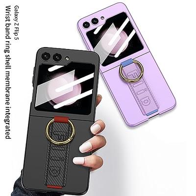 Z Flip 5 Case, Slim Leather Shockproof Phone Case For Samsung Galaxy Z Flip  5 With Wrist Strap Holder