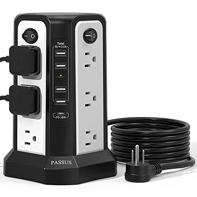 Etokfoks Tower Surge Protector Power Strip 10 ft. with 8 AC Outlets and 4 USB  Ports (1 USB C) Charging Station MLPH005LT190 - The Home Depot