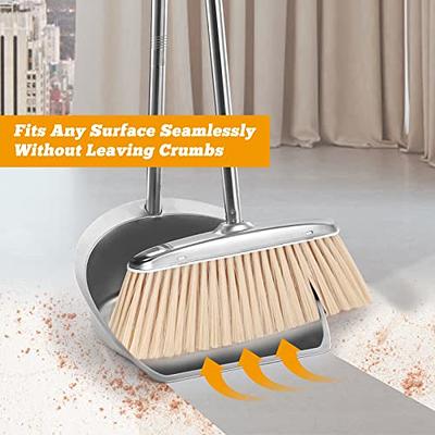 Stainless Steel Broom Dustpan Set Upright Broom Dustpans with Long