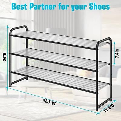 Bumusty Expandable 3 Tier Shoe Rack Organizer, Shoe Organizer for