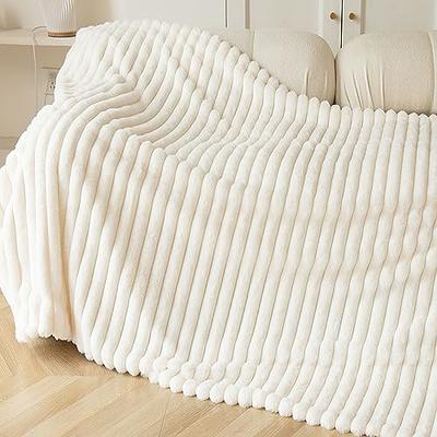 Seafuloy Beige Faux Fur Throw Blanket 50 in. x 60 in. Cozy Plush Throw  Blanket for Couch Sofa Bed B-B00003 - The Home Depot