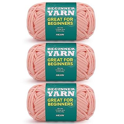  3x60g Pink Green Yarn for Crocheting and Knitting;3x66m (72yds)  Cotton Yarn for Beginners with Easy-to-See Stitches;Worsted-Weight Medium  #4;Cotton-Nylon Blend Yarn for Beginners Crochet Kit Making