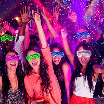 HWG 60 Pack Glow in The Dark Glasses, LED Christmas Party Supplies 5 Colors  Light Up Glasses Shutter Shades Kids/Adult Party Accessories