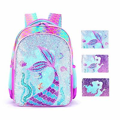 AGSDON 3PCS Unicorn Backpack for Girls, 16 Little Kids Sequin Preschool  School Bookbag and Lunch Box