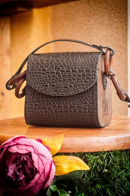 Small Womens Leather Handbags With Wooden Handle Side Bag Purse