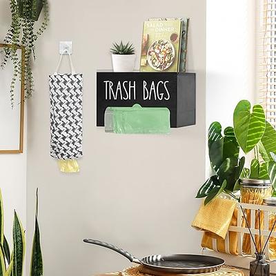 Wooden Trash Bag Holder with Plastic Bag Holder Set, Wall-Mount Trash Bag  Dispenser & Grocery