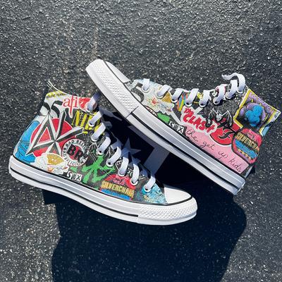 Punk Rock & Roll Alternative Metalhead Band Stickers Custom Converse High Top  Sneakers - Yahoo Shopping