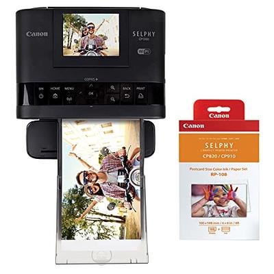 Canon Selphy CP1500 Printer (Black) + RP-108 Ink Cartridge