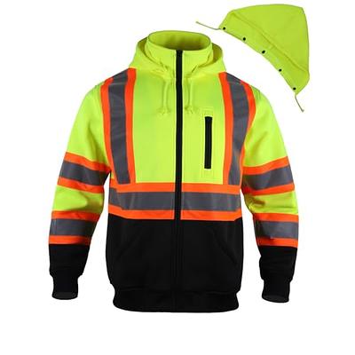 FONIRRA High Visibility Safety Sweatshirts for Men with Detachable Hood  ANSI Class 3 Reflective Hi Vis Work Fleece Hoodie(Yellow,L) - Yahoo Shopping