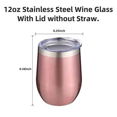 BJPKPK 2 Pcs 12oz Insulated Wine Tumbler, 12oz Insulated Wine Tumbler with Lid,Unbreakable Stainless Steel Wine Glasses, Insulated Tumbler for Home