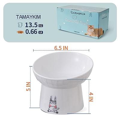 MSBC Raised Cat Bowl with Bamboo Stand, Elevated Pet Feeder with 2 Melamine  Bowls, Tilted Food and Water Cat Feeding Dish, Protect Pet's Spine