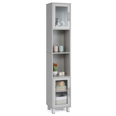 Costway Wall Mount Bathroom Cabinet Storage Organizer Medicine Cabinet with  2-Doors and 1- Shelf Cottage Collection Wall Cabinet Grey