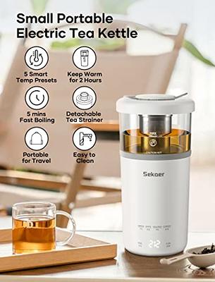 Sekaer Small Electric Tea Kettle Stainless Steel 0.8L Portable Travel Hot  Water Boiler, Mini Electric Coffee Kettle with Auto Shut-Off & Boil Dry