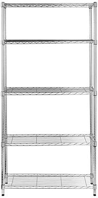 Basics 3-Shelf Shelving Storage Unit on Wheels, Metal Organizer Wire Rack, Black