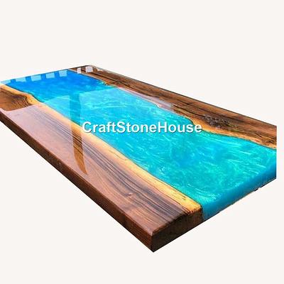 Epoxy Resin Top Ocean Counter Dining Table handmade Furniture, resin River  Decor